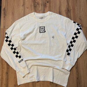 Unisex Vans White and Black Checkered Long Sleeve Shirt